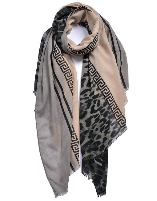 Half Side Leopard Print Scarf