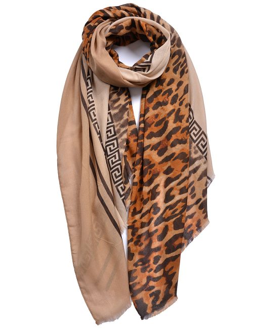 Half Side Leopard Print Scarf