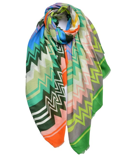 Colorful Wave Pattern Print Scarf