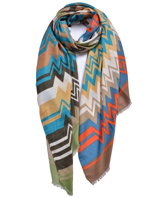 Colorful Wave Pattern Print Scarf