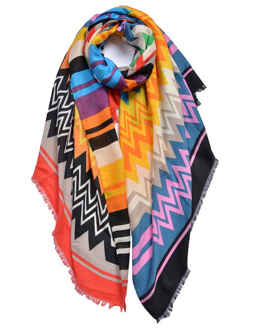 Colorful Wave Pattern Print Scarf