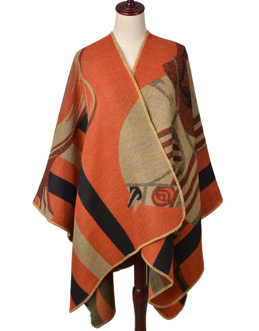 Horse Print open Poncho Wrap