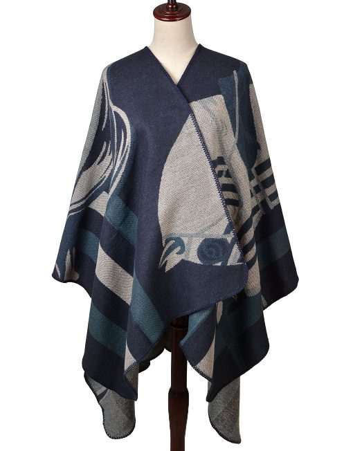 Horse Print open Poncho Wrap