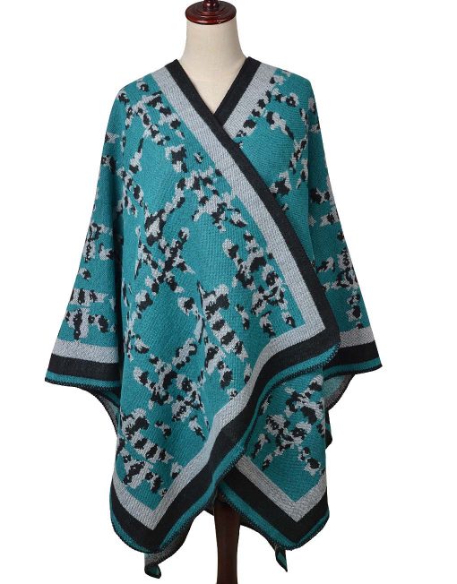Tic-tac-toe Pattern open Poncho Wrap