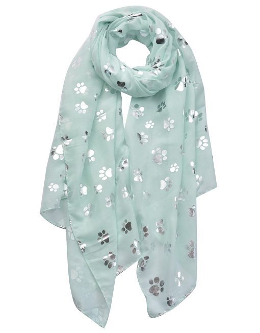 Silver Foil Dog Footprints Print Scarf