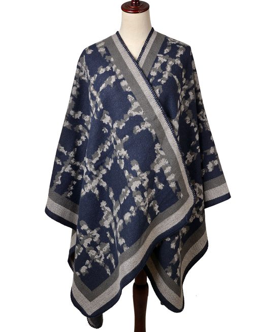 Tic-tac-toe Pattern open Poncho Wrap