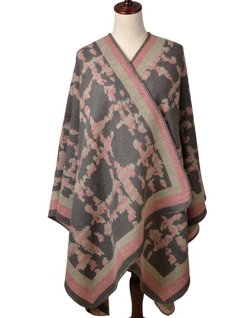 Tic-tac-toe Pattern open Poncho Wrap