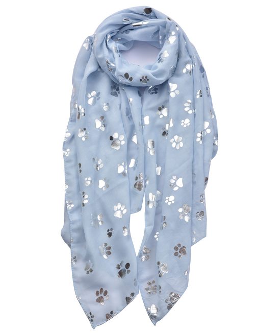 Silver Foil Dog Footprints Print Scarf