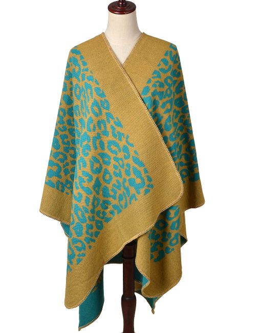 Leopard Print Open Poncho Wrap