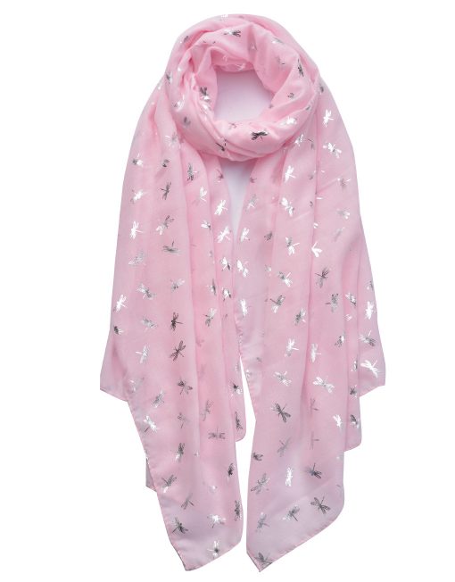 Silver Foil Small Dragonfly Print Scarf