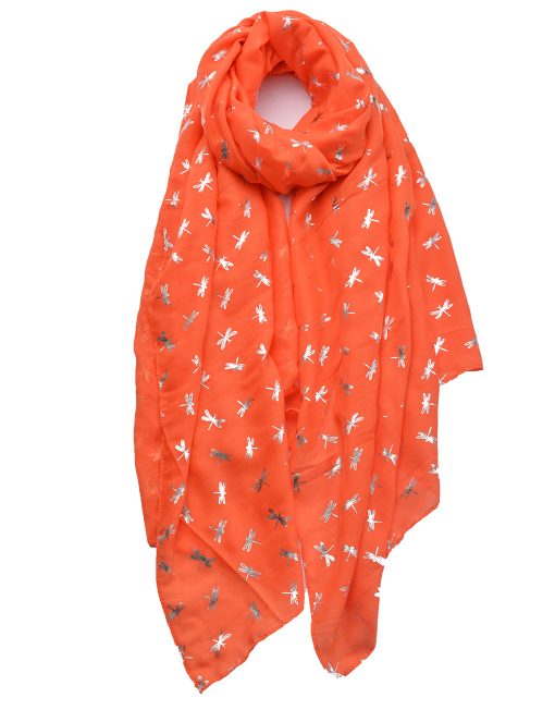 Silver Foil Small Dragonfly Print Scarf