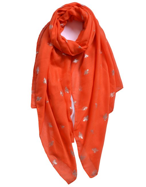 Silver Foil Small Bee Print Scarf