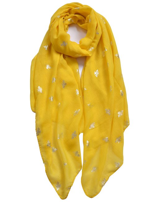 Silver Foil Small Bee Print Scarf