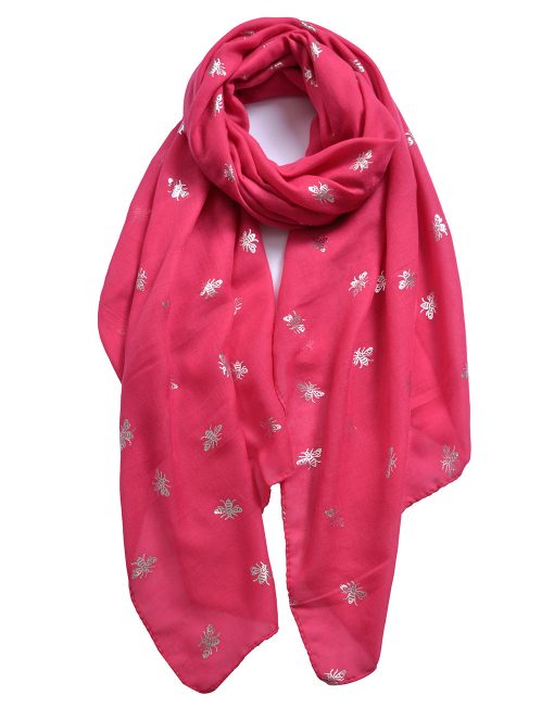 Silver Foil Small Bee Print Scarf