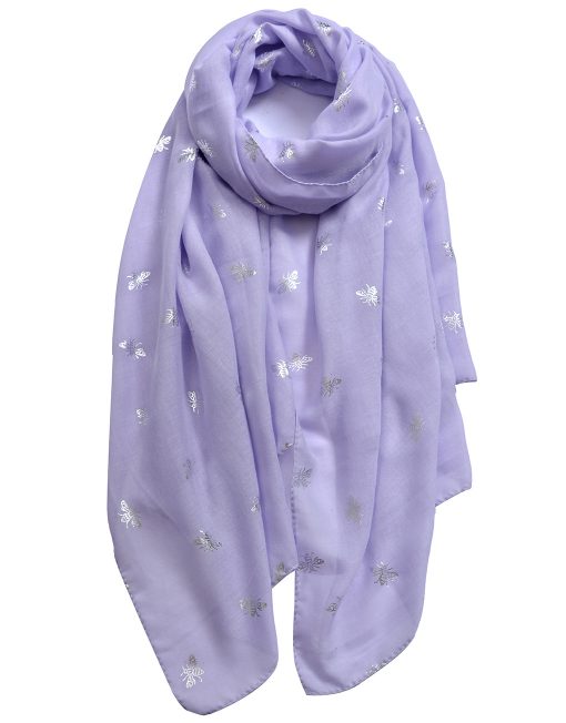 Silver Foil Small Bee Print Scarf