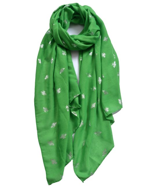 Silver Foil Small Bee Print Scarf