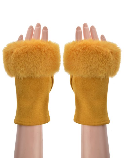 Plain Fingerless Fur Gloves