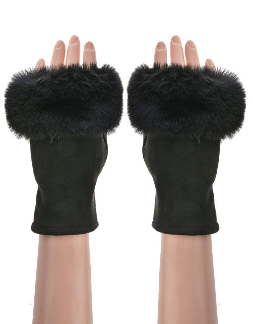 Plain Fingerless Fur Gloves