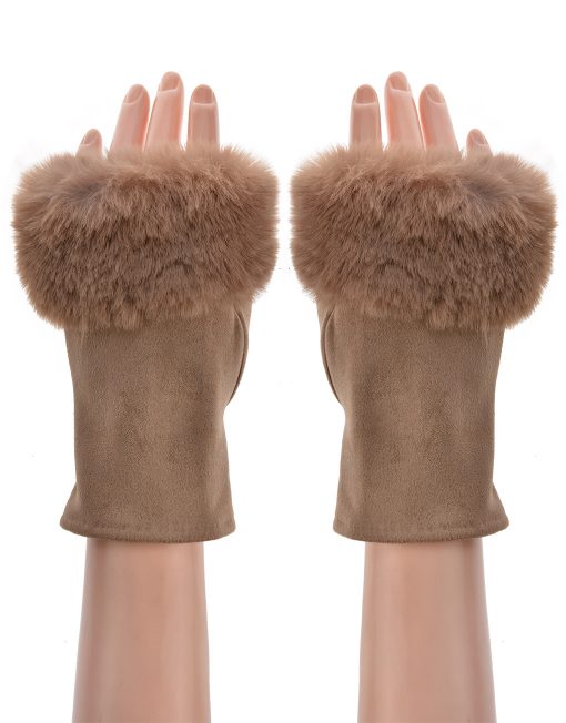 Plain Fingerless Fur Gloves