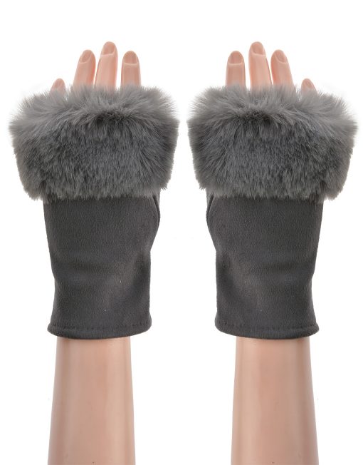 Plain Fingerless Fur Gloves