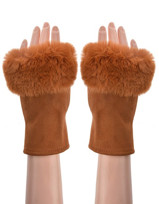 Plain Fingerless Fur Gloves