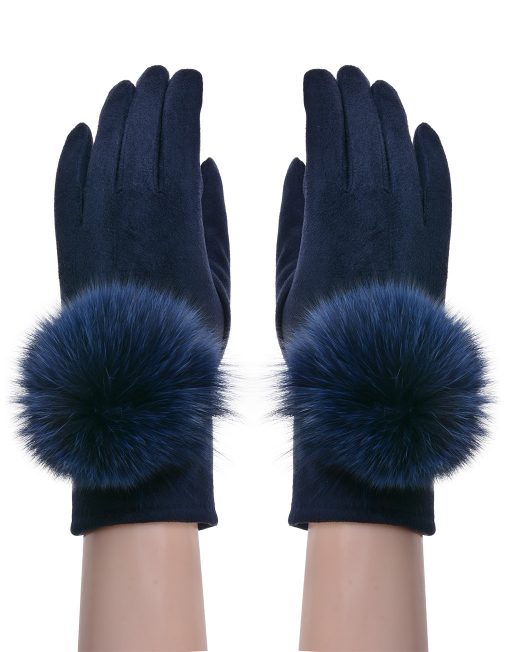 Plain Fur Pompom Glove