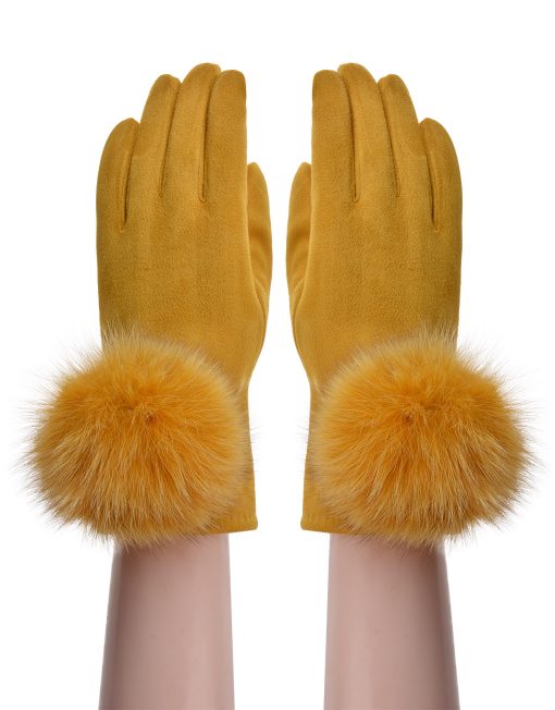 Plain Fur Pompom Glove