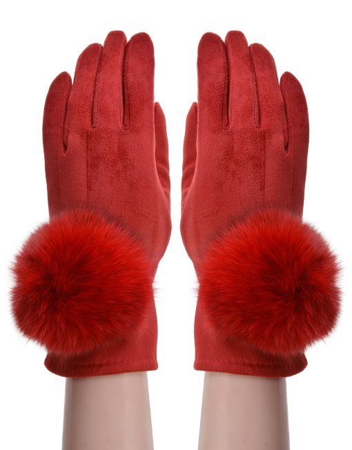 Plain Fur Pompom Glove