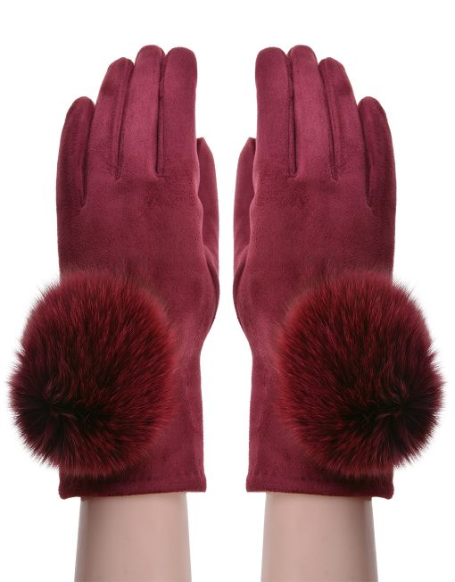 Plain Fur Pompom Glove