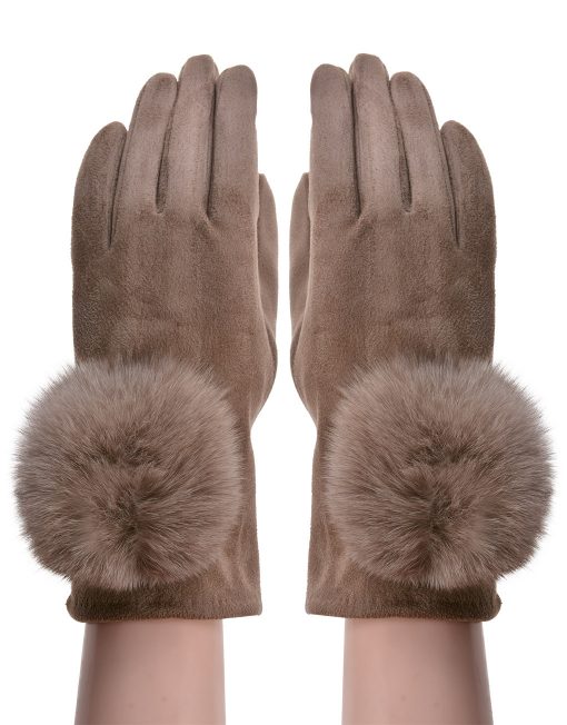 Plain Fur Pompom Glove