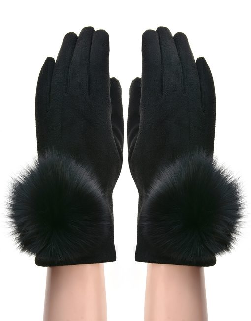 Plain Fur Pompom Glove