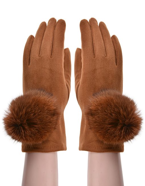 Plain Fur Pompom Glove