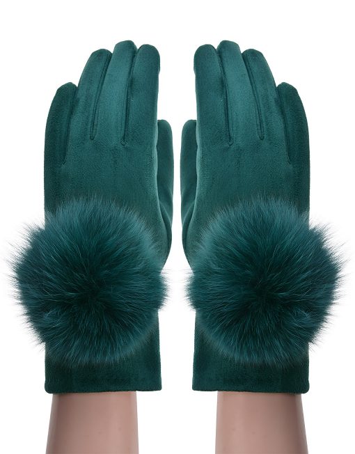 Plain Fur Pompom Glove