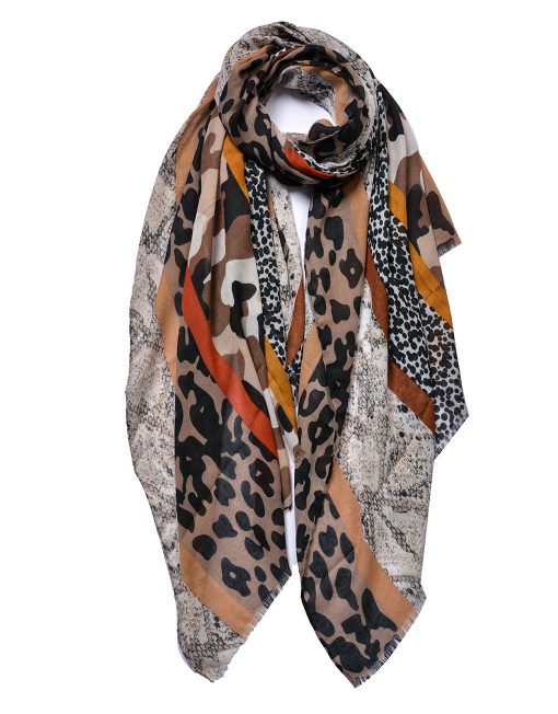 Leopard and Snakeskin Print Scarf