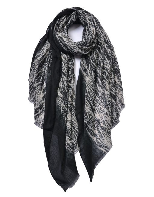 Fracture Pattern with strip Edge Print Scarf