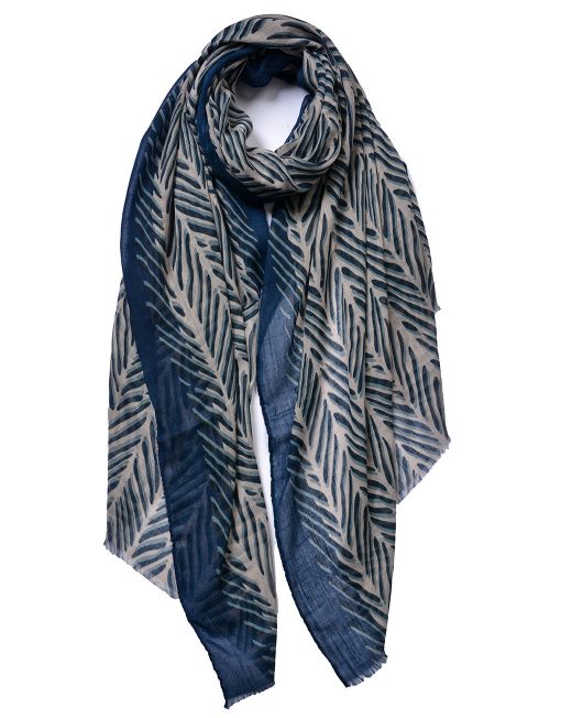 Branch Pattern with strip Edge Print Scarf