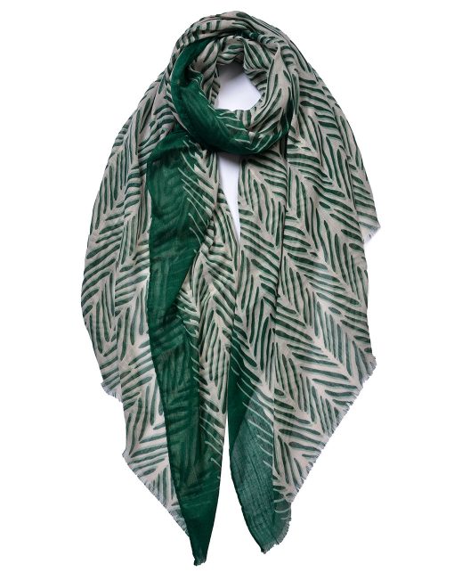 Branch Pattern with strip Edge Print Scarf