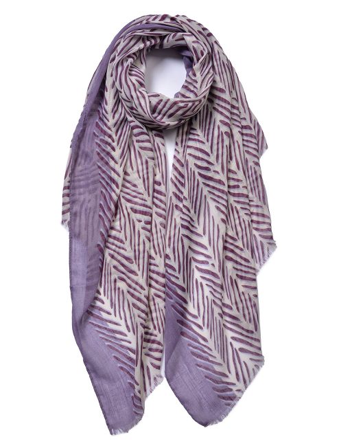 Branch Pattern with strip Edge Print Scarf