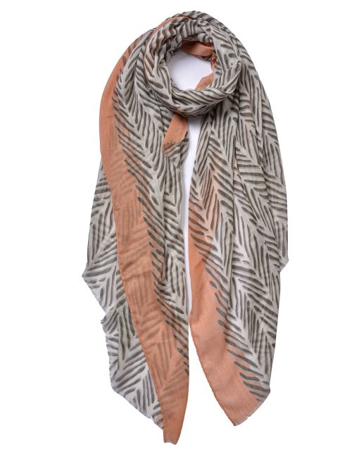 Branch Pattern with strip Edge Print Scarf