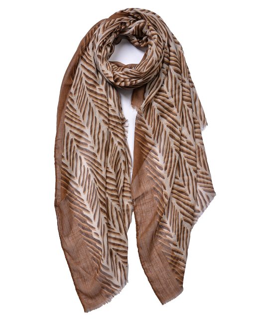 Branch Pattern with strip Edge Print Scarf