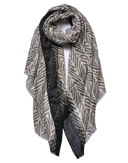 Branch Pattern with strip Edge Print Scarf