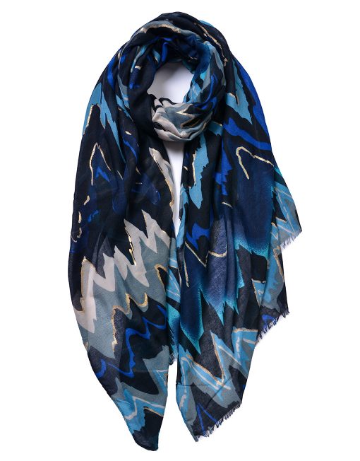 Golden Wave Pattern Print Scarf