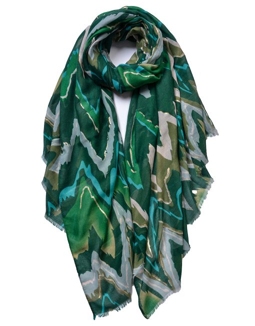 Golden Wave Pattern Print Scarf