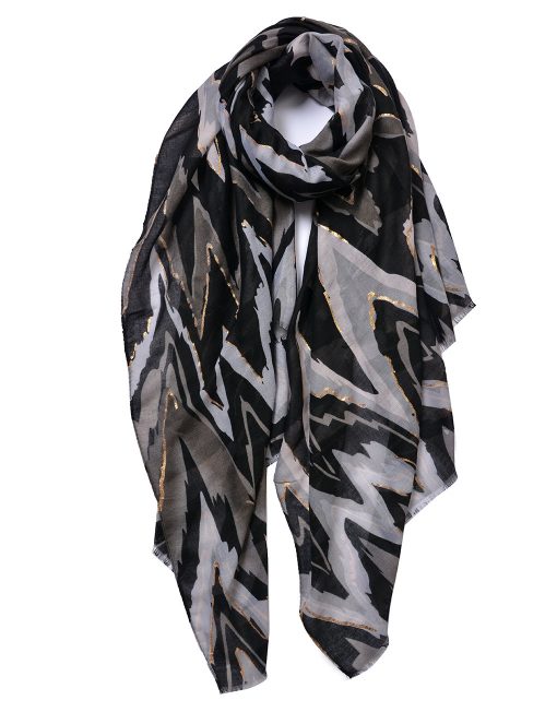 Golden Wave Pattern Print Scarf