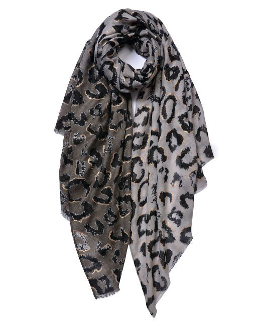 Golden Leopard Print Scarf