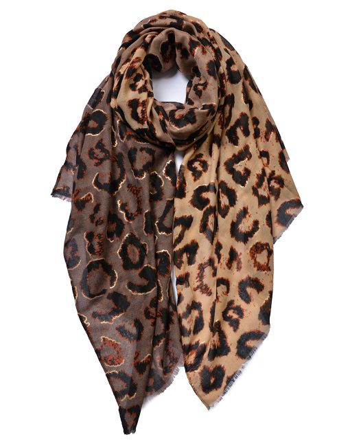 Golden Leopard Print Scarf