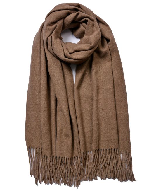 Cashmere Blend Classic Plain Scarf with Tassel Hem