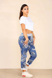 Italian Paisley Print Drawstring Cotton Joggers