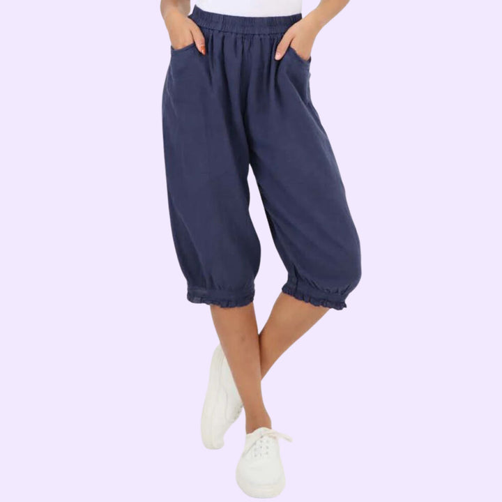 Italian Frill Hem 3/4 Linen Jogger