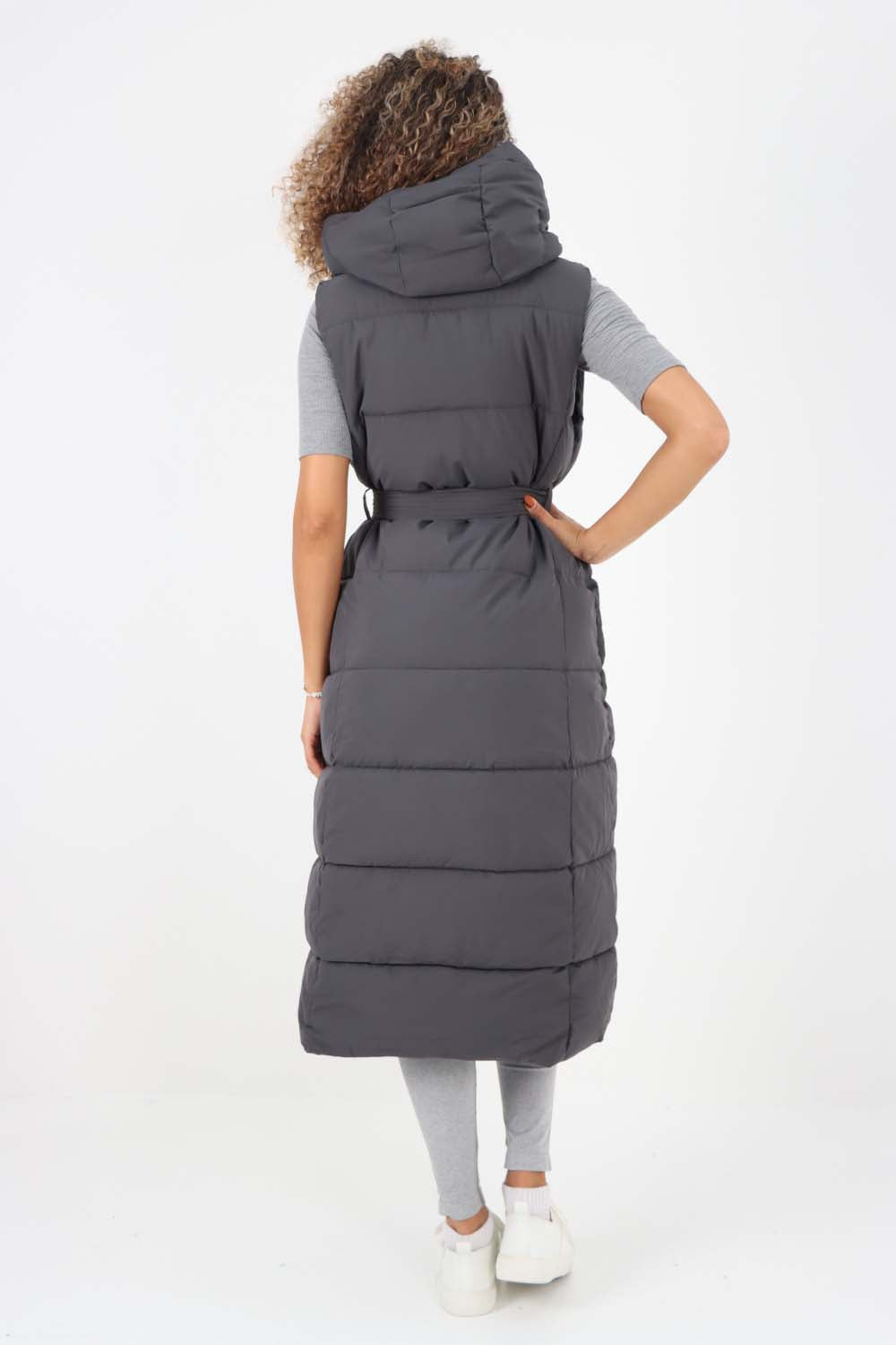 Italian Belted Hooded Long Gilet